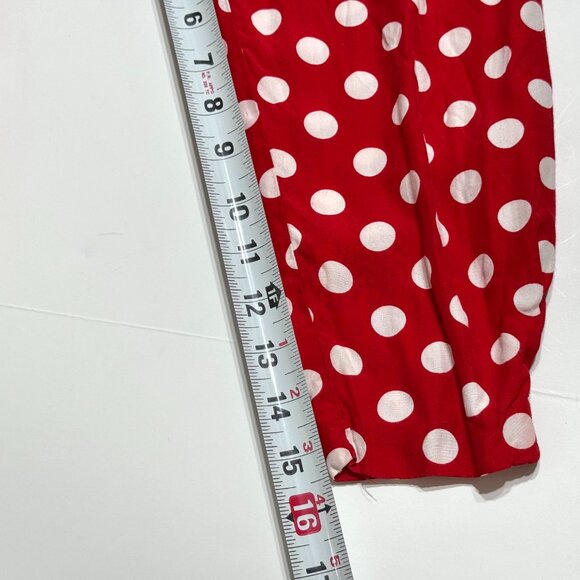 Vtg 80s MENU Polka Dot Peplum Blouse Puff Sleeves Sweetheart Red White Office - Picture 12 of 13